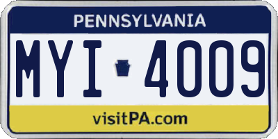 PA license plate MYI4009