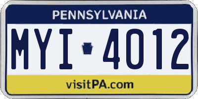 PA license plate MYI4012