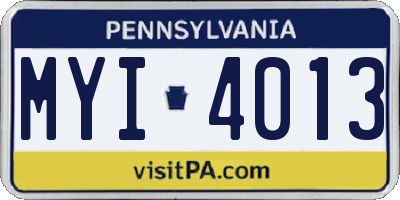 PA license plate MYI4013