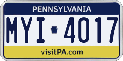 PA license plate MYI4017