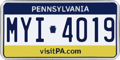 PA license plate MYI4019