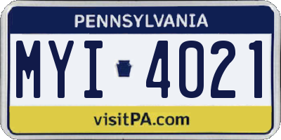 PA license plate MYI4021