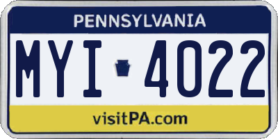 PA license plate MYI4022