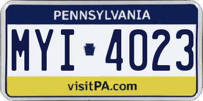 PA license plate MYI4023