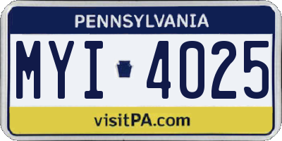PA license plate MYI4025