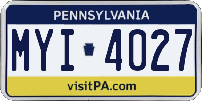 PA license plate MYI4027