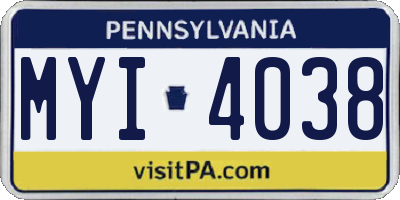 PA license plate MYI4038
