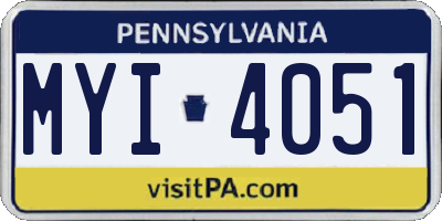 PA license plate MYI4051