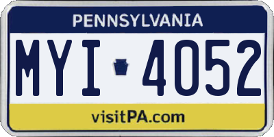 PA license plate MYI4052