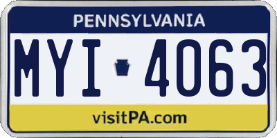 PA license plate MYI4063