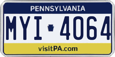 PA license plate MYI4064