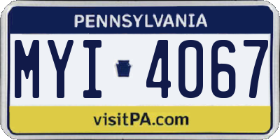 PA license plate MYI4067