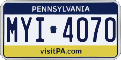 PA license plate MYI4070