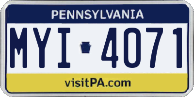 PA license plate MYI4071