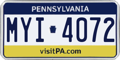 PA license plate MYI4072