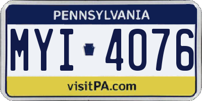 PA license plate MYI4076