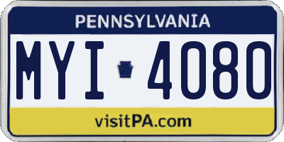 PA license plate MYI4080