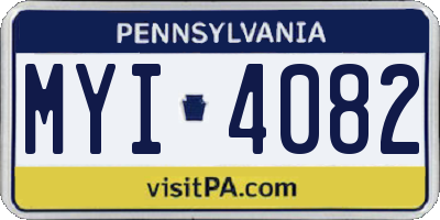 PA license plate MYI4082