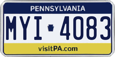 PA license plate MYI4083