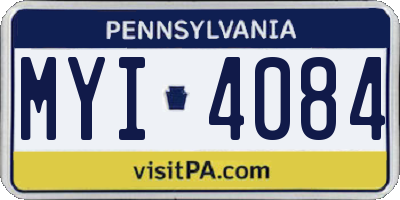 PA license plate MYI4084