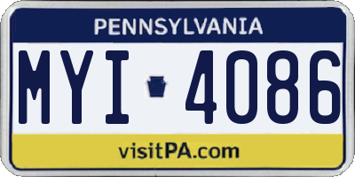 PA license plate MYI4086
