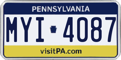 PA license plate MYI4087