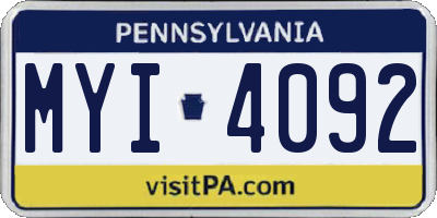 PA license plate MYI4092