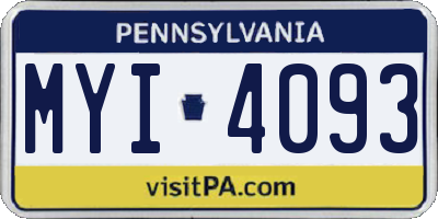 PA license plate MYI4093