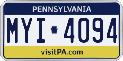 PA license plate MYI4094