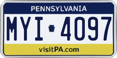 PA license plate MYI4097