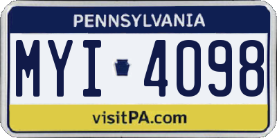 PA license plate MYI4098