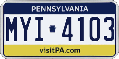 PA license plate MYI4103
