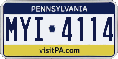 PA license plate MYI4114