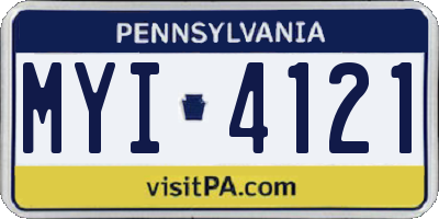 PA license plate MYI4121