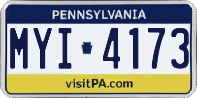 PA license plate MYI4173