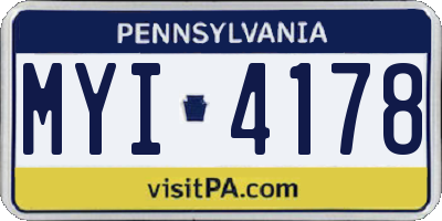 PA license plate MYI4178