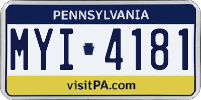 PA license plate MYI4181