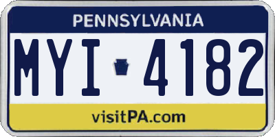 PA license plate MYI4182
