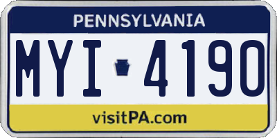 PA license plate MYI4190