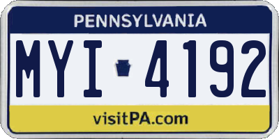 PA license plate MYI4192