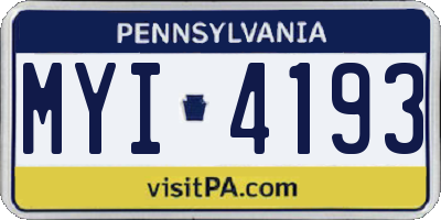 PA license plate MYI4193