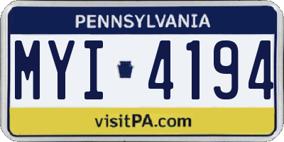 PA license plate MYI4194