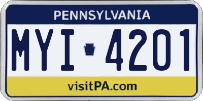 PA license plate MYI4201