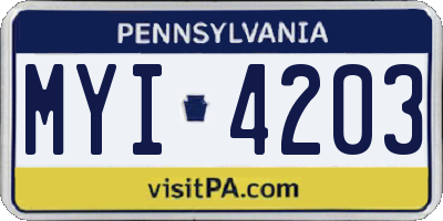 PA license plate MYI4203