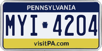 PA license plate MYI4204