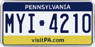 PA license plate MYI4210
