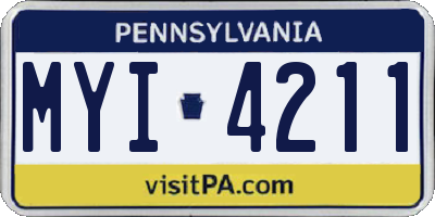 PA license plate MYI4211