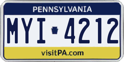 PA license plate MYI4212