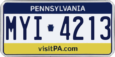 PA license plate MYI4213
