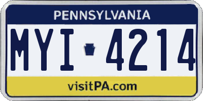 PA license plate MYI4214
